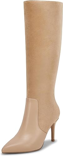 Photo 1 of Coutgo Womens Pointed Toe Knee High Boots Heels Faux Leather Suede Side Zipper Stretch Winter Boots-SIZE 11