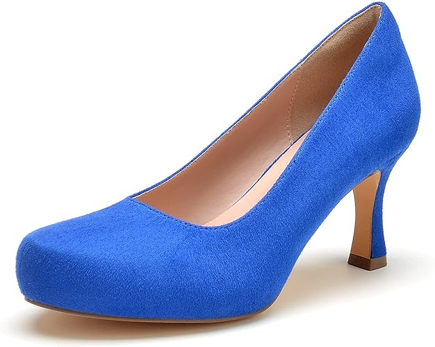 Photo 1 of BUEUPU Women's Chunky High Heels Closed Pointed Toe Pumps Dress Office Shoes- SIZE 7.5