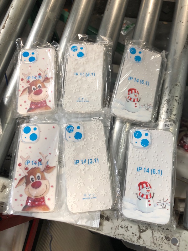 Photo 2 of  iPhone 14 Christmas Case 6-Pack Soft Silicone Clear Protective Skin for iPhone 14 Elk, Snowflake, Snowman