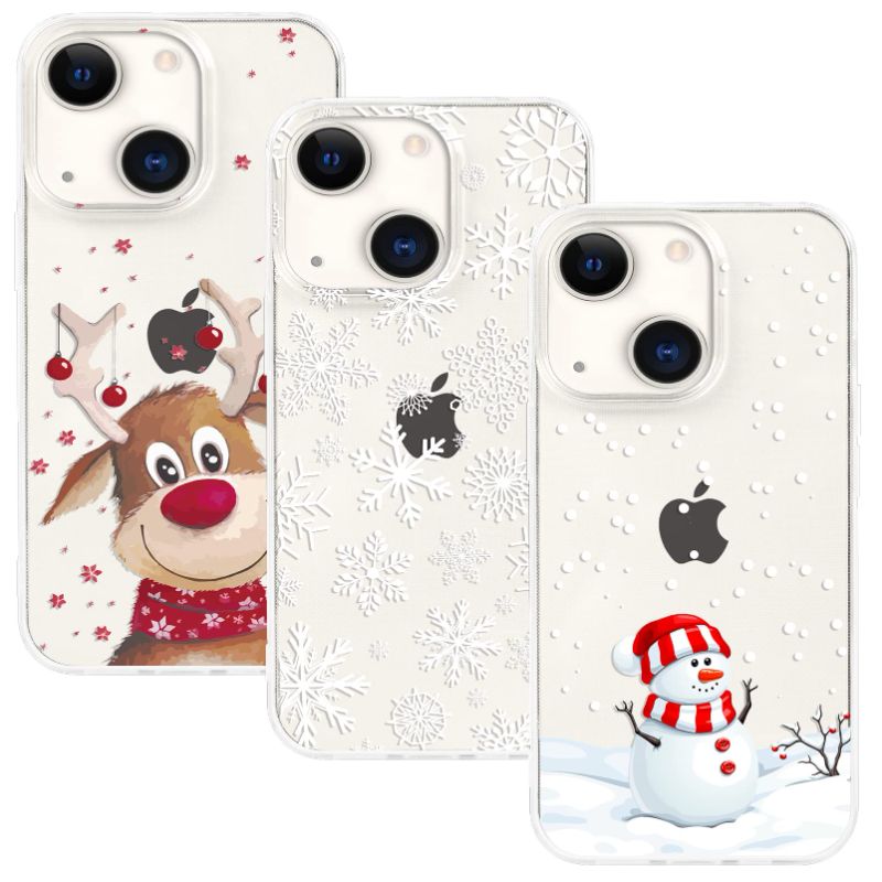 Photo 1 of  iPhone 14 Christmas Case 6-Pack Soft Silicone Clear Protective Skin for iPhone 14 Elk, Snowflake, Snowman