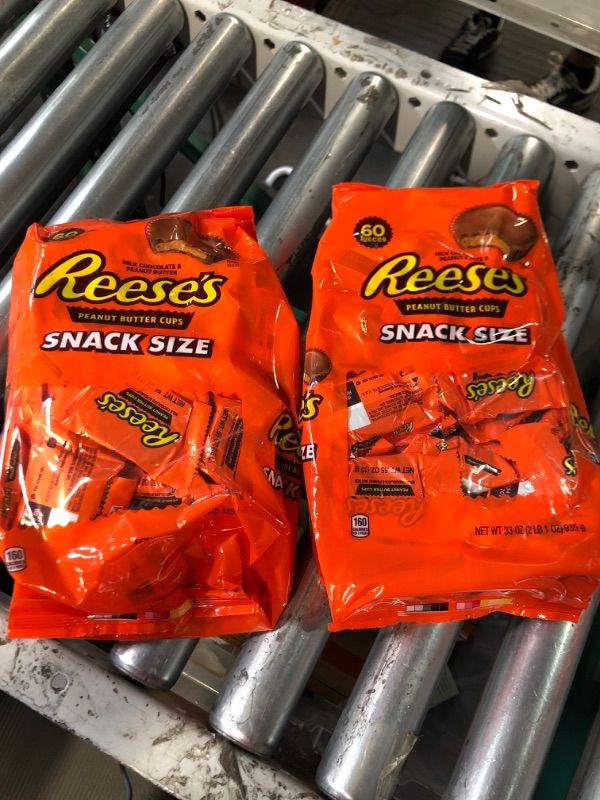 Photo 2 of ***NON-REFUNDABLE. EXP 08/2024****
REESE'S Milk Chocolate Peanut Butter Snack Size, Gluten Free, Individually Wrapped Cups Candy Bulk Bag, 33 oz (60 Pieces)  (Pack of 2)