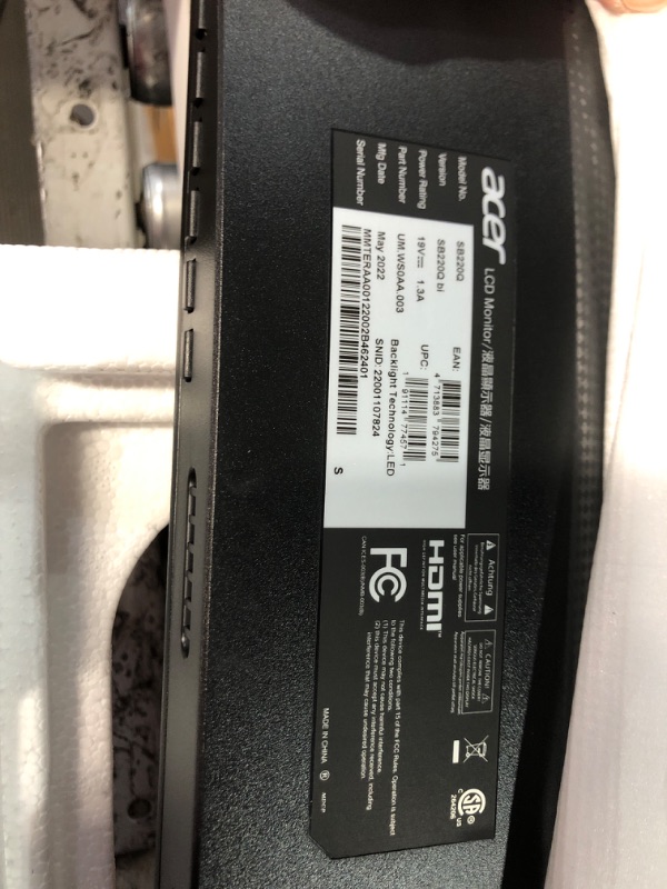 Photo 1 of Acer 21.5 Inch Full HD (1920 x 1080) IPS Ultra-Thin Zero Frame Computer Monitor 