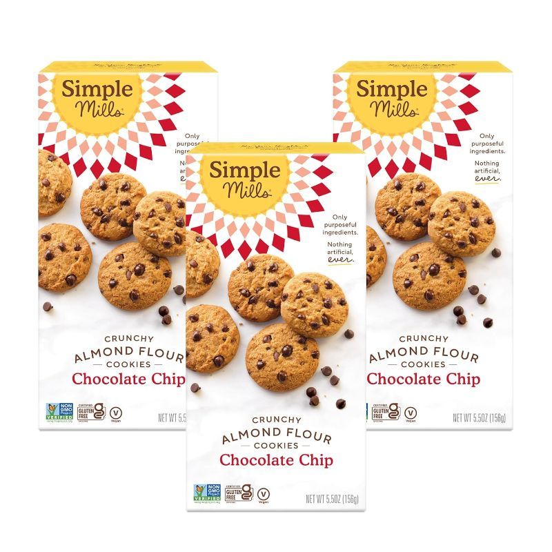 Photo 1 of ***NON-REFUNDABLE, EXP: ******
Simple Mills Almond Flour Crunchy Cookies, Chocolate Chip - 5.5 Ounce (Pack of 3)