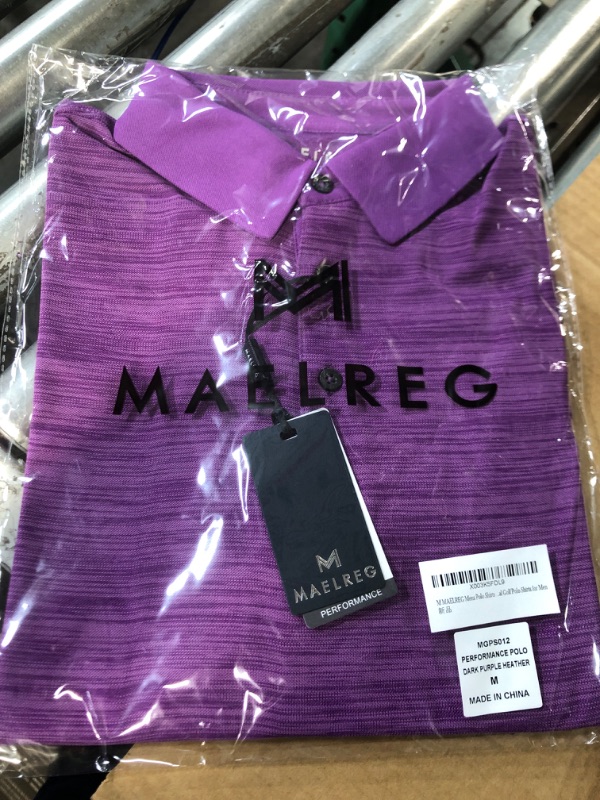 Photo 2 of Golf Shirts  Moisture Wicking Performance Pique Casual Golf Polo Shirts Dark Purple Heather -Medium