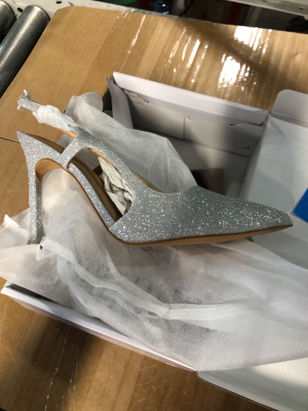 Photo 2 of DREAM PAIRS Women's Close Pointed Toe High Stiletto Heels Pump Slingback 8.5 Silver-glitter