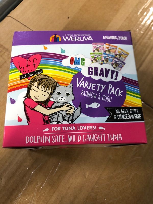 Photo 1 of ***NON-REFUNDABLE,EXP: JUL 12,2024 ***
Weruva Best Feline Friend (BFF) Pouch Variety Pack Cat Food, Pouch 3oz (12 pouches) 