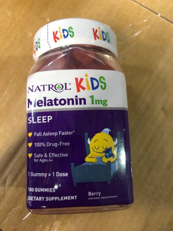 Photo 2 of ***NON-REFUNDABLE,EXP:04/24***
Natrol Kids Melatonin 1mg, Dietary Supplement for Restful Sleep, 180 Berry-Flavored Gummies