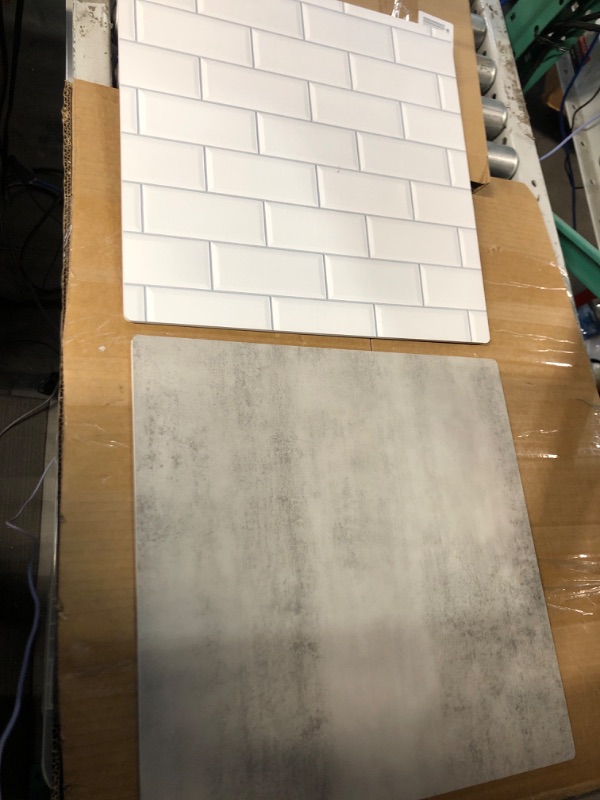 Photo 3 of ***USED - PLASTIC BRACKETS MISSING***
BEIYANG 2PCS 16x16in Double Side Photography Backdrop, White & Black Subway Tile 