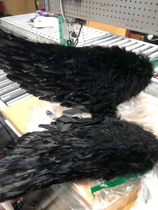 Photo 2 of ****READ NOTES****
Touch of Nature Black Adult Angel Wings - 43" by 27"  - Black Feather Wing 