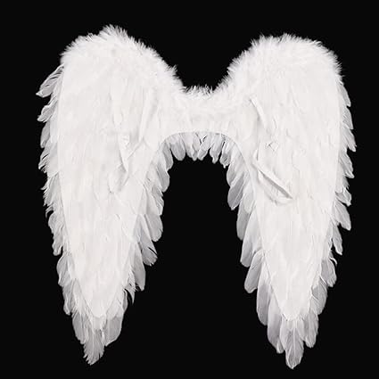 Photo 1 of Angel Feather Wings Halloween  Masquerade Stage Props White 45x45cm