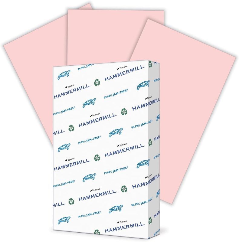 Photo 1 of Hammermill Colored Paper, 20 lb Pink Printer Paper, 8.5 x 14-1 Ream (500 Sheets)