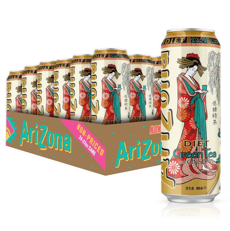 Photo 1 of ***NON-REFUNDABLE,EXP:03/01/2025  ***
AriZona Diet Green Tea with Ginseng and Honey - Big Can, 22 Fl Oz (Pack of 24)