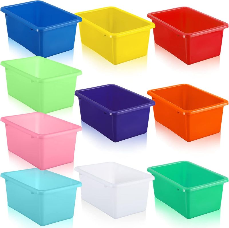 Photo 1 of  Plastic Toy Storage Bins Colorful Small Cubby Storage Organizer Bins Toy Containers for Classroom Crafts Books Clothes Office Art Supplies, 
