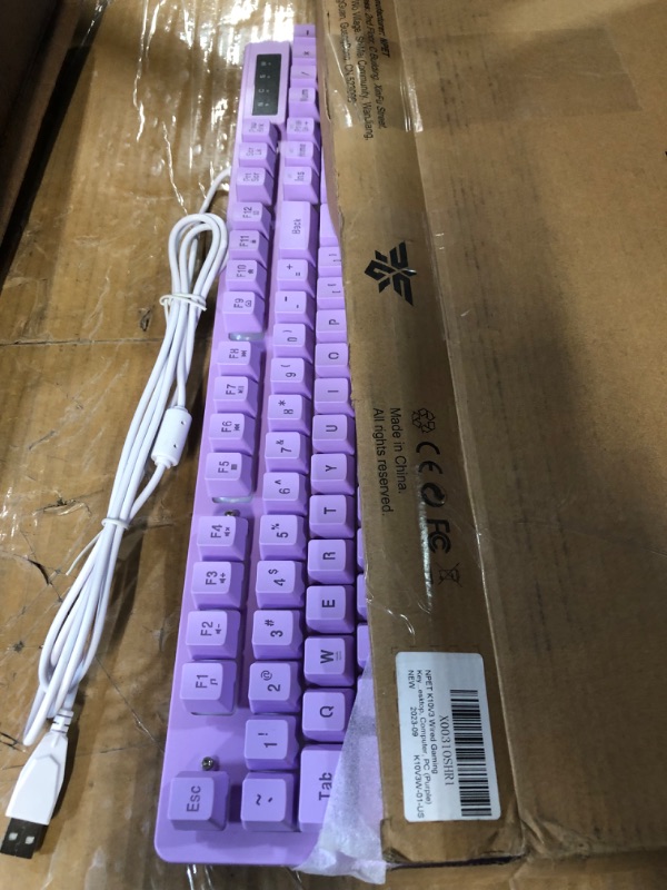 Photo 2 of NPET K10V3 Wired Gaming Keyboard and Wrist Rest, RGB 10 Zone Backlit, Spill-Resistant Design, Quiet Silent USB Membrane Keyboard and Wrist Support for Desktop, Computer, PC (Purple)