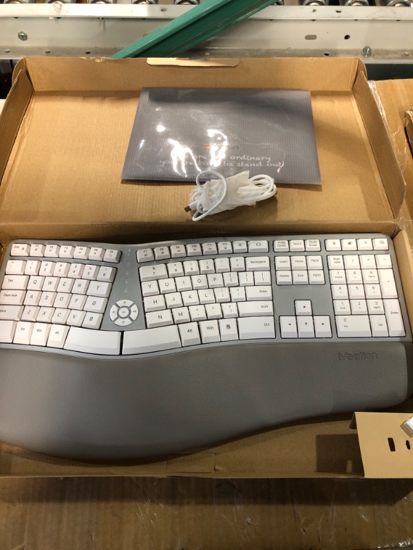 Photo 2 of MEETION Ergonomic Keyboard, Split Wireless Keyboard with Cushioned Wrist, Palm Rest