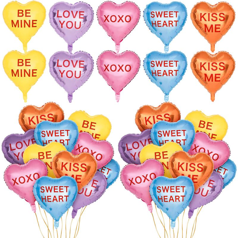 Photo 1 of ***NON-REFUNDABLE, (2 Pack)***
 Valentine's Day Heart Balloons Colorful Heart Shape Foil Balloons 18 Inch- 30Pcs