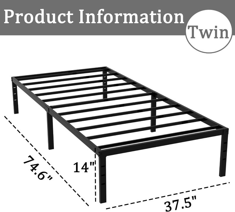 Photo 1 of *FOR PARTS* READ NOTES
Bed Frame-Simple and Atmospheric Metal Platform , Storage Space Under The Bed Heavy Duty Frame Bed, Durable Twin Size Bed Frame, Suitable for Bedroom