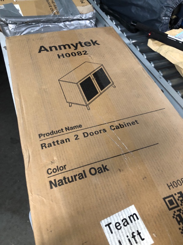 Photo 1 of Anmytek Rattan Cabinet, 2 Door Sideboard Buffet Storage Cabinet with Adjustable Shelf Large Space for Living Room Dining Room Hallway Entryway H0082