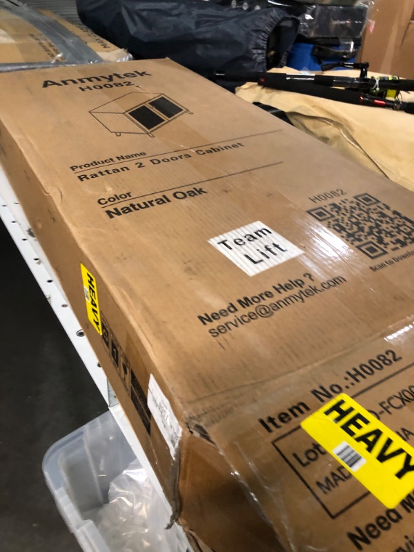 Photo 1 of Anmytek Rattan Cabinet, 2 Door Sideboard Buffet Storage Cabinet with Adjustable Shelf Large Space for Living Room Dining Room Hallway Entryway H0082