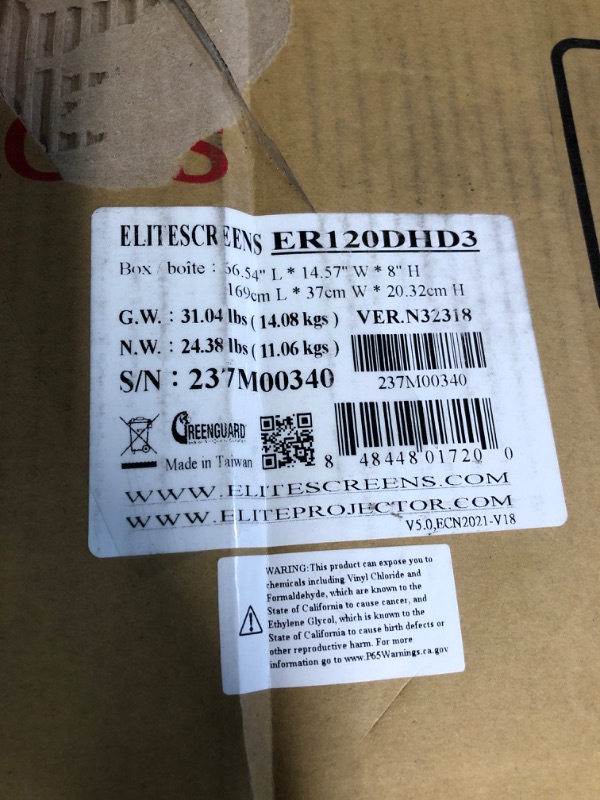 Photo 3 of *READ NOTES*
Elite Screens Sable Frame CineGrey 3D, 120-inch Diagonal 16:9, 8K 4K Ultra HD Ready Ceiling and Ambient Light Rejecting Fixed Frame Projector Screen, CineGrey 3D Projection Material, ER120DHD3 CineGrey 3D 120"/16:9 Sable Frame Series