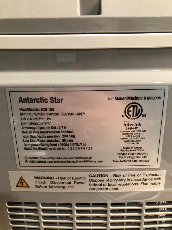 Photo 4 of (READ FULL POST) Antarctic Star Nugget Countertop Ice Maker with Soft Chewable Ice, Automatic 34lbs in 24 Hours,Pebble Portable Ice Machine with Ice Scoop, Self-Cleaning, One-Click Operation, for Kitchen,Office Grey 34Lbs/24H Grey 1