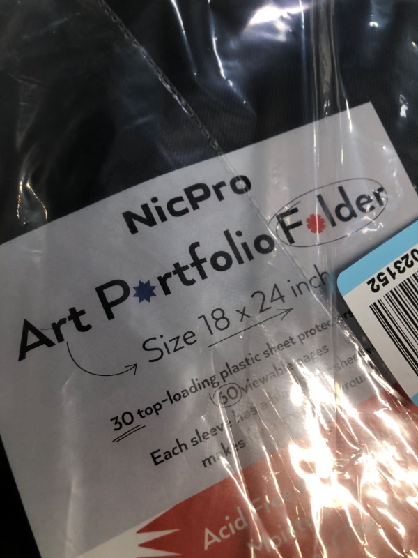 Photo 1 of Nicpro 18x24 Large Art Portfolio Folder, 30 Pockets Display 60 Pages Artist Portfolio Folder with Clear Plastic Sleeves, Presentation Storage Book for Kids & Artists Artwork Dr awing, Painting Black 18x24"