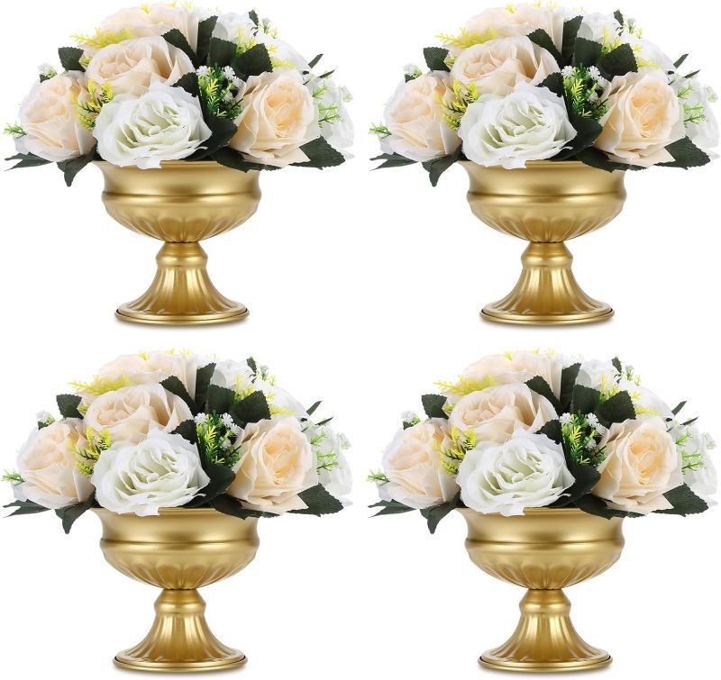 Photo 1 of ***set of 3***Gold Vases for Table Centerpieces, Rozrety Mini Metal Gold Flower Vase Small Floral Bowl top bowl is 8 inches  (3pcs)