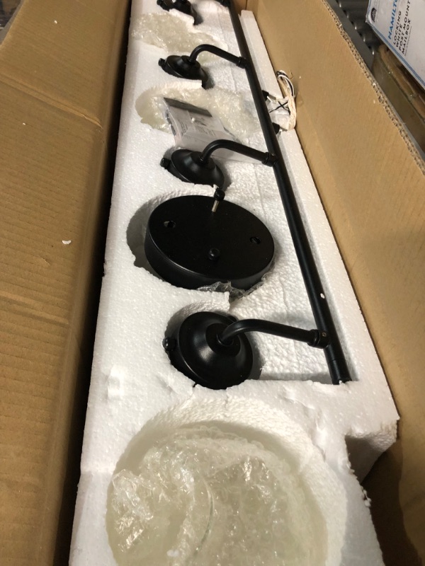 Photo 2 of ***USED - LIKELY MISSING PARTS - UNABLE TO VERIFY FUNCTIONALITY***
Ralbay 4 Light Black Bathroom Vanity Light Fixture Over Mirror Industrial Black Wall Light Fixture