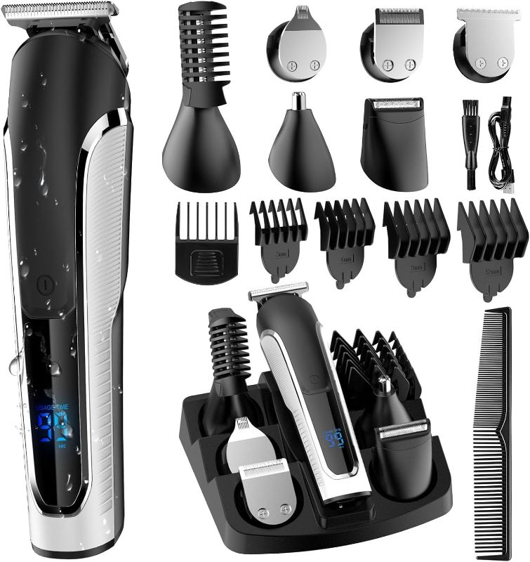 Photo 1 of Beard Trimmer for Men, All in One Mens Beard Grooming Kit, IPX7 Washable Hair Clippers for Beard, Face, Nose Hair Trimmer Body Shavers, Hair Clippers Electric Razor for Men Gifts