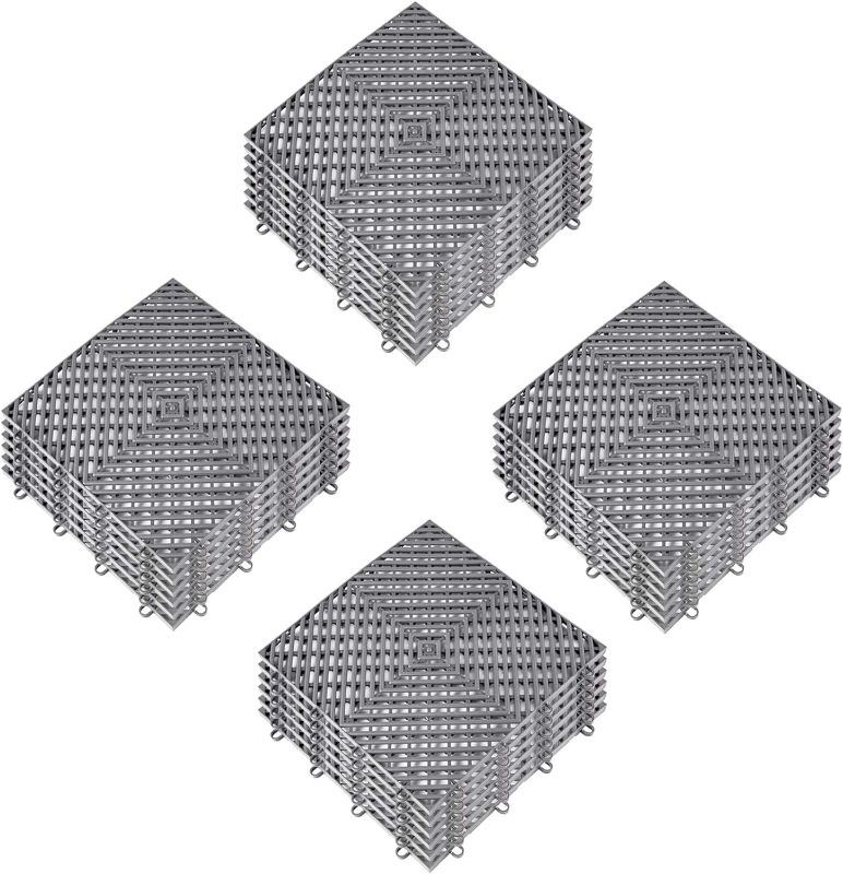 Photo 1 of  Interlocking 48 PCS Gray, Drainage Tiles 12x12x0.5 Inches, Deck Tiles Outdoor Floor Tiles, Outdoor Interlocking Tiles, Deck Flooring for Pool Shower Bathroom Deck Patio Garage