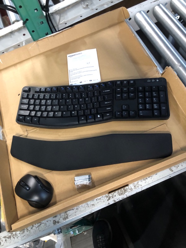 Photo 3 of Amazon Basics Ergonomic Wireless Keyboard Mouse Combo - QWERTY - Black