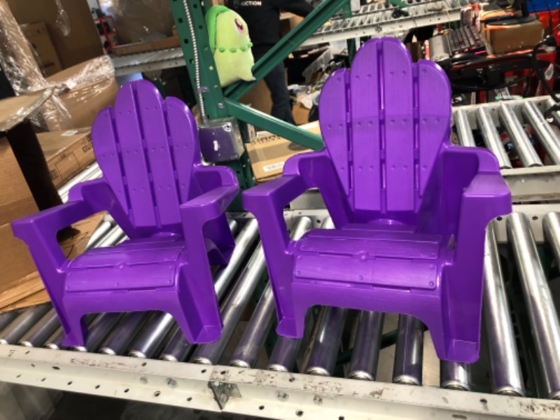 Photo 2 of American Plastic Toys Kids’ Adirondack (2-Pack, Purple), Stackable, Outdoor, Beach, Lawn, Indoor, Lightweight, Portable, Wide Armrests, Comfortable Lounge Chairs for Children