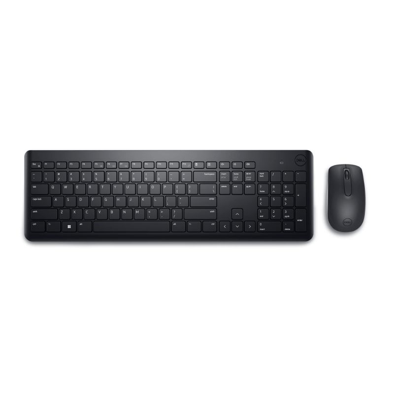 Photo 1 of Dell Wireless Keyboard and Mouse - KM3322W, Wireless - 2.4GHz, Optical LED Sensor, Mechanical Scroll, Anti-Fade Plunger Keys, 6 Multimedia Keys, Tilt Leg - Black