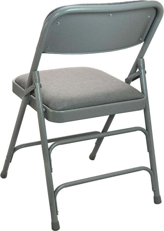 Photo 3 of (READ FULL POST) BizChair Grey Padded Metal Folding Chair - Grey 1-in Fabric Seat

