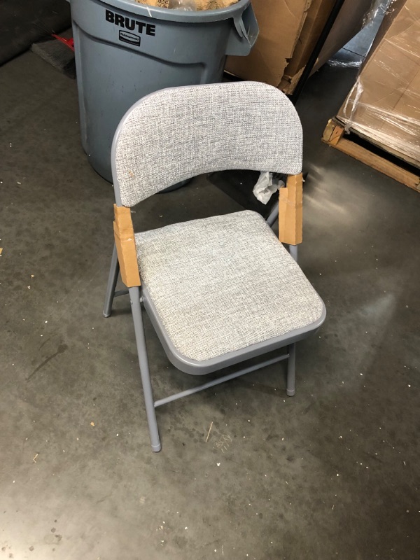 Photo 2 of (READ FULL POST) BizChair Grey Padded Metal Folding Chair - Grey 1-in Fabric Seat
