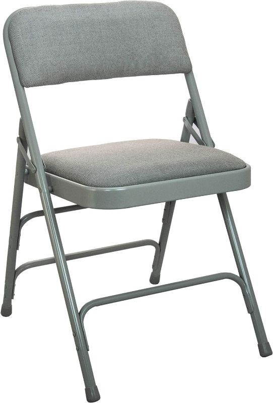 Photo 1 of (READ FULL POST) BizChair Grey Padded Metal Folding Chair - Grey 1-in Fabric Seat
