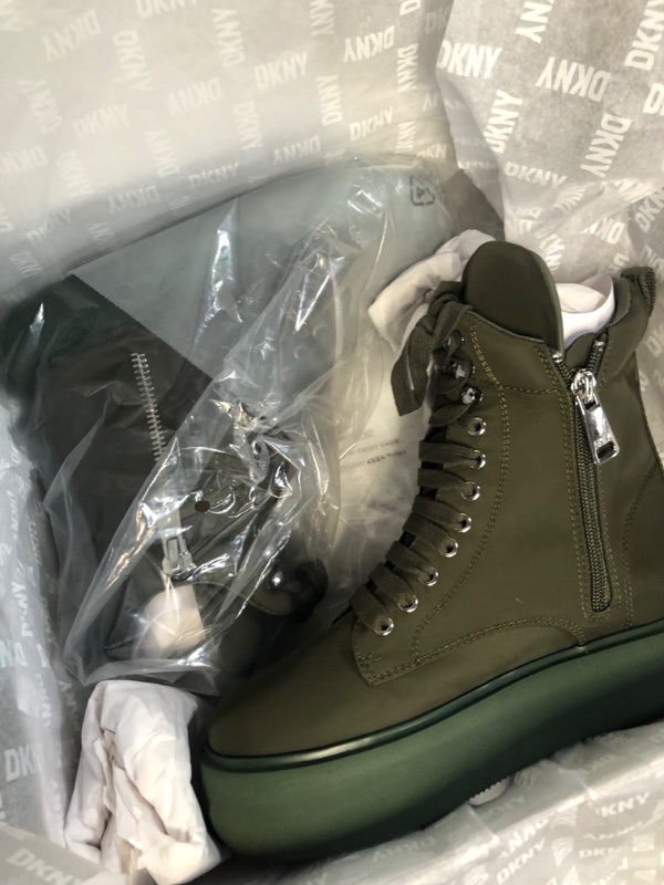 Photo 3 of DKNY Women's Essential High Top Slip on Wedge Sneaker 5.5 Army Green