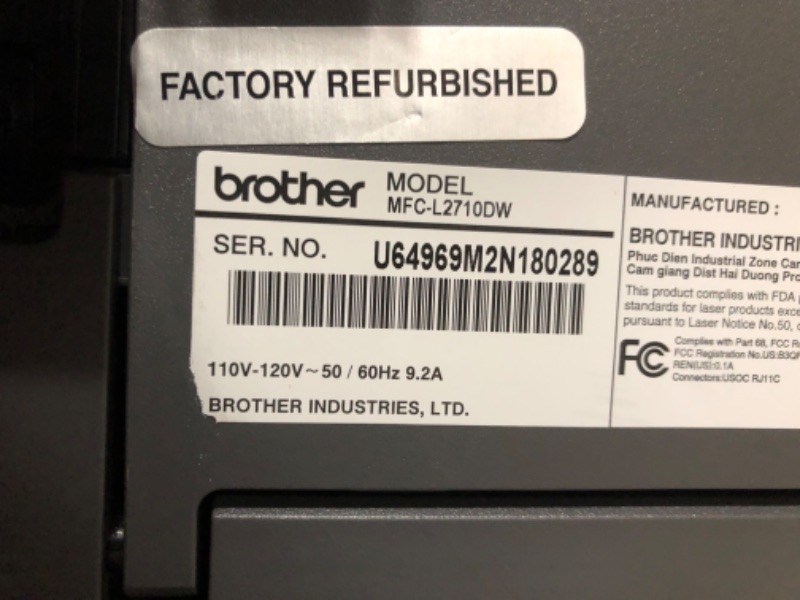 Photo 7 of ***USED - POWERS ON - UNABLE TO TEST FURTHER***
Brother Refurbished MFC-L2710DW Wireless Monochrome Laser All-In-One Printer