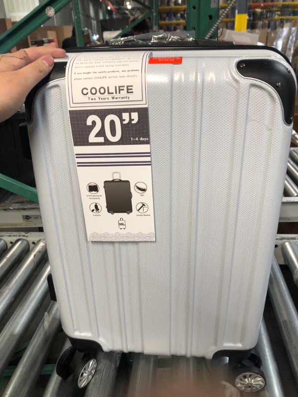 Photo 3 of ***COMBINATION 000***
Coolife Luggage Expandable 20" Suitcase PC+ABS Spinner TSA LOCK Carry On (white grid)