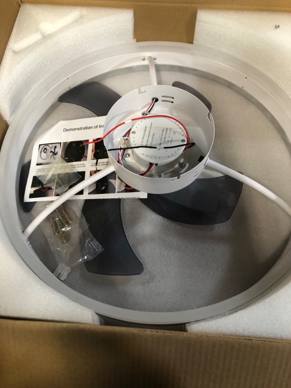 Photo 2 of **PARTS ONLY AND NON REFUNDABLE**
AHAWILL Modern Ceiling Fan with Light?Mute LED Dimmable Ceiling Fans with Remote Control?6 Speeds Reversible 60W Contemporary Ceiling Fan for Bedroom, Study Room, Dining Room,etc.?19.7" White?