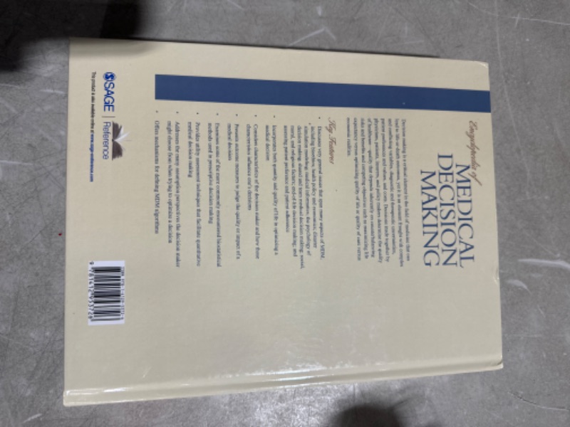 Photo 1 of **1 BOOK ONLY**Encyclopedia of Medical Decision Making