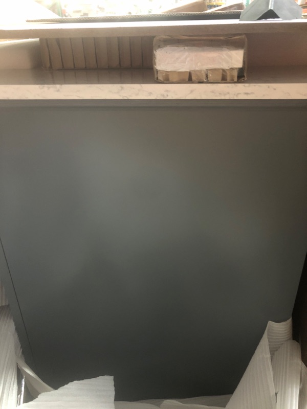 Photo 5 of (good condition)(see images for damage)  allen + roth Brookview 30-in Slate Blue Undermount Single Sink Bathroom Vanity with Carrara Engineered Marble Top