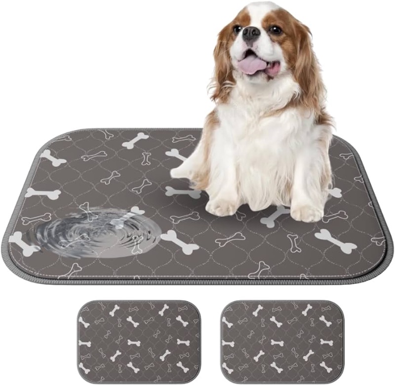 Photo 1 of - 2 Pack Pee Pads for Dogs, Washable Pee Pads Non-Slip Puppy Pads Super Absorbent and Leak Proof Reusable Training Mats for Dogs & Cats (Grey, Small)