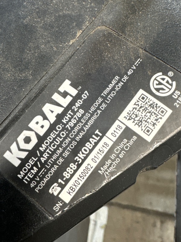 Photo 6 of **SEE NOTES** Kobalt Gen4 40-volt 24-in Battery Hedge Trimmer 2 Ah (Battery and Charger Included)
