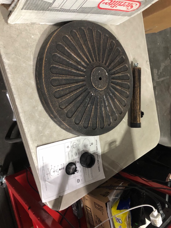 Photo 6 of ***DAMAGED - COVERED IN CHIPS AND SCRATCHES - SEE PICTURES - LIKELY MISSING PARTS***
Sunnyglade 18" 30.2-lbs Heavy Duty Round Antiqued Umbrella Base for Patio, Outdoor - Bronze