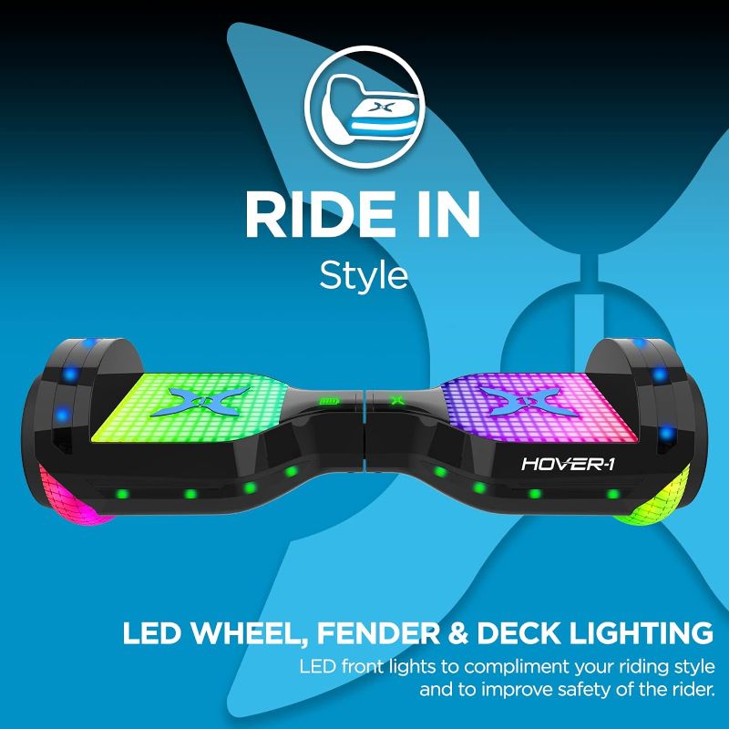 Photo 1 of **PARTS ONLY/NON-REFUNDABLE***
Hover-1 Astro Hoverboard | 300W Motor, IPX4 Water Resistance, Electric Hoverboard with Built-in Bluetooth, LED Fender, Deck and Wheel Lights Black