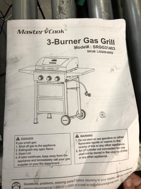 Photo 2 of **UNKNOWN WHAT PIECES ARE MISSING****
MASTER COOK 3 Burner BBQ Propane Gas Grill, Stainless Steel 30,000 BTU Patio Garden Barbecue Grill with Two Foldable Shelves