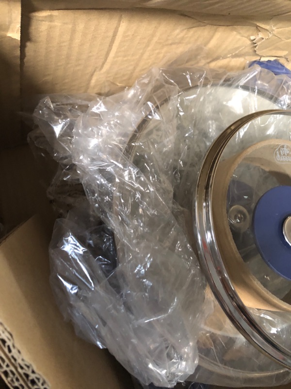 Photo 1 of GreenLife Soft Grip Healthy Ceramic Nonstick 12 Piece Cookware Pots and Pans Set, PFAS-Free, Dishwasher Safe, Blue Blue 12 Piece Cookware Set