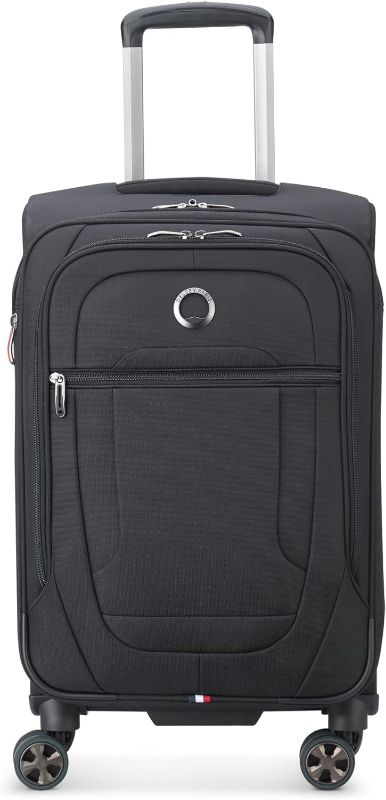 Photo 1 of **CUT ON BACK**
DELSEY Paris Helium DLX Softside Expandable Luggage with 2 Wheels, Black, Carry on 21 Inch