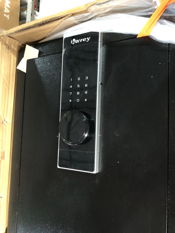 Photo 3 of (PREVIOUSLY OPENED BUT SEEMS NEW) Kavey 1.6 Cub Home Safe, Safe Box with Digital Touch Screen Keypad and Sensitive Alarm System, Money Safe With Removable Shelf and LED Light, Small Safe for Money Jewelry Document Valuable Handgun BLACK-1.6 CUB